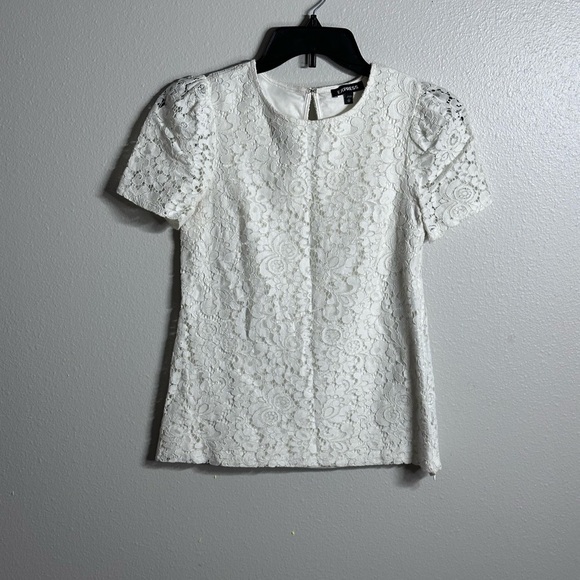 Express Women Blouse Embroidered white lace top size XS - Picture 1 of 7